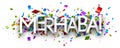 Banner with merhaba sign on colorful confetti background Royalty Free Stock Photo