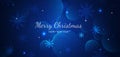 Banner merry chistmas snowflakes blue background design
