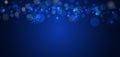 Banner merry chistmas snowflakes blue background design
