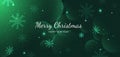 Banner merry chistmas snowflakes green background design