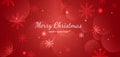 Banner merry chistmas snowflakes red background design