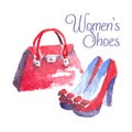 Banner with modern womens shoes and bag Royalty Free Stock Photo