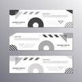 Banner with monochrome minimal design, cool geometric memphis background