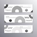 Banner with monochrome minimal design, cool geometric memphis background