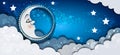 Banner Moon Sleeping In The Clouds Royalty Free Stock Photo