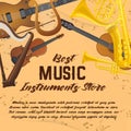 Banner of music instruments for shop or store