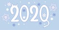 Banner for the new year 2020 with cats - snowflakes. Vector graphics Royalty Free Stock Photo