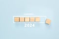 2024 banner. 2024 New Year Loading. New goals and plans for future in 2024 year. trend blue background Royalty Free Stock Photo