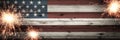 Banner Of Old Vintage Wooden American Flag