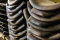 Banner of old worn-out furniture, in the workshop, working process.