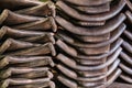 Banner of old worn-out furniture, in the workshop, working process.