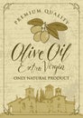 Banner for olive oil with countryside landscape