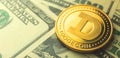 Banner one dogecoin against US dollars on the background, cryptocurrency business concept photo