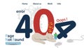 Banner oops 404 error page not found animal cat sleeping on numbers for website and mobile app design Flat vector Illustration