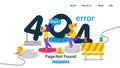 Banner Oops 404 error page not found Internet connection problems Two girls holding numbers for websites and mobile apps Flat