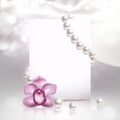 Banner with Orchid and Pearls Royalty Free Stock Photo