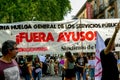 A banner with Our Ayuso during Green Tide demonstration, Madrid Spain