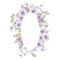 banner oval of watercolor purple flowers vector Royalty Free Stock Photo