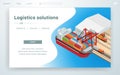 Banner Page Logistic Solutions on Cargo Ship. Royalty Free Stock Photo