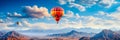 banner panorama with a hot air ballon on a blue sky Royalty Free Stock Photo