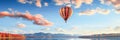 banner panorama with a hot air ballon on a blue sky Royalty Free Stock Photo