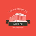 Banner with Parthenon from Athens, Greek landmark