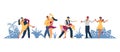 Banner with people dancing salsa flat vector illustration isolated on white. Royalty Free Stock Photo