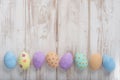 Banner Photo Painted Pastel-Colored Eggs Copy Space