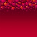 Banner with pink and red valentines hearts. Valentines greeting background. Square holiday background, headers, posters, cards,