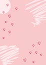 Banner with pink sky and paper cut clouds. Place for text. Happy Valentine`s day sale header with hearts. Rose cloudscape border