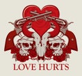 Banner with pistols on the theme of Love Hurts