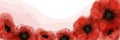 Banner with poppy flowers on a light background. Hand drawn poppy flowers. Symbol of the day of remembrance. Poster for the day of