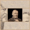 Banner with Portrait of U.S. president Ulysses S. Grant Royalty Free Stock Photo