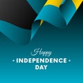 Banner or poster of Bahamas independence day celebration. Waving flag. Vector.