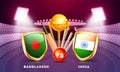 Banner or poster design, cricket tournament participant country Bangladesh vs India.