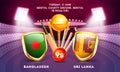 Banner or poster design with cricket tournament participant country Bangladesh vs Sri Lanka.