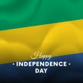 Banner or poster of Gabon independence day celebration. Waving flag. Vector.