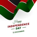 Banner or poster of Kenya independence day celebration. Waving flag. Vector illustration.