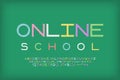 Banner poster Online school with multicolor font