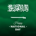 Banner or poster of Saudi Arabia National Day celebration. Waving flag. Vector illustration.