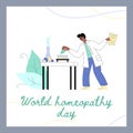 Banner or poster template of World Homeopathy Day flat vector illustration.