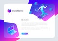 Banner Poster Vector Design Template Hitech style.  Isometric Virtual Reality illustration Royalty Free Stock Photo