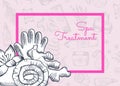 Vector hand drawn spa elements background with place for text illustration Royalty Free Stock Photo