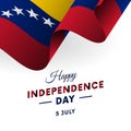 Banner or poster of Venezuela independence day celebration. Waving flag. Vector illustration.