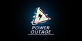 Banner of the power cut has warning sign with glitch effect the one is on the black background Royalty Free Stock Photo