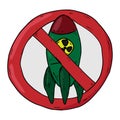 Banner Prohibiting Nuclear Weapons. Sign A Ban On Nuclear Missiles And Nuclear Tests. Hand Drawn
