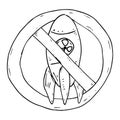 Banner prohibiting nuclear weapons. Sign a ban on nuclear missiles and nuclear tests. Hand drawn
