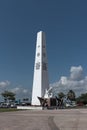Banner promenade, flag monument at the Malecon in Chetumal, Quintana Roo, Mexico