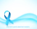 Banner for Prostate cancer awareness month in november. Word hope with realistic blue ribbon. Design template for poster Royalty Free Stock Photo