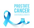 Banner for Prostate cancer awareness month in november. Word hope with realistic blue ribbon. Design template for poster Royalty Free Stock Photo